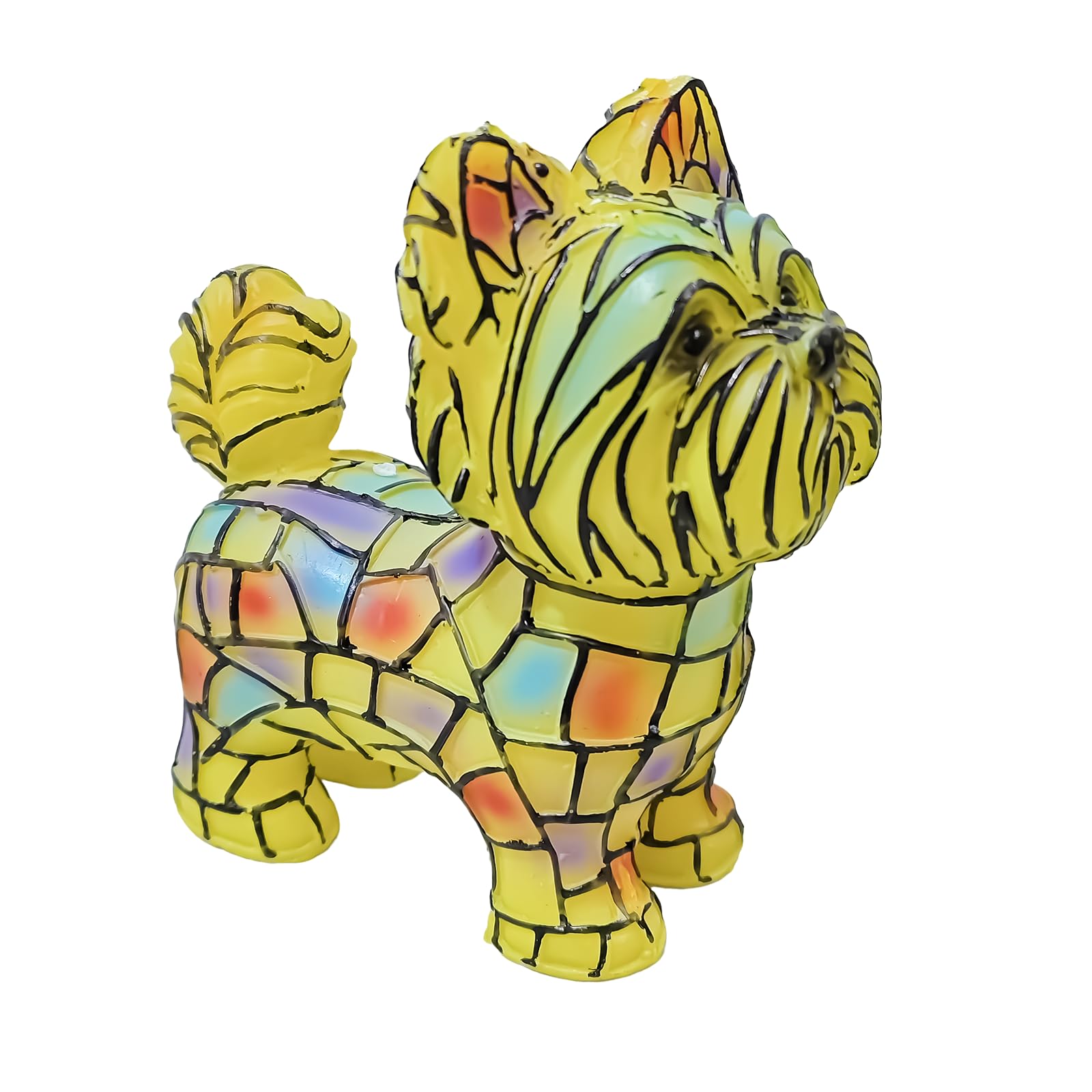 dgyzrx Yorkshire Terrier Lamp, Dog Series Art Night Light, Hand Painted Stained Resin Night Light for Dog Lovers
