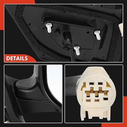 Miniatura 6 de A-Premium Espejo eléctrico para puerta del lado del pasajero, compatible con Toyota Yaris 2007-2012, sin calefacción, plegable, manual, negro,