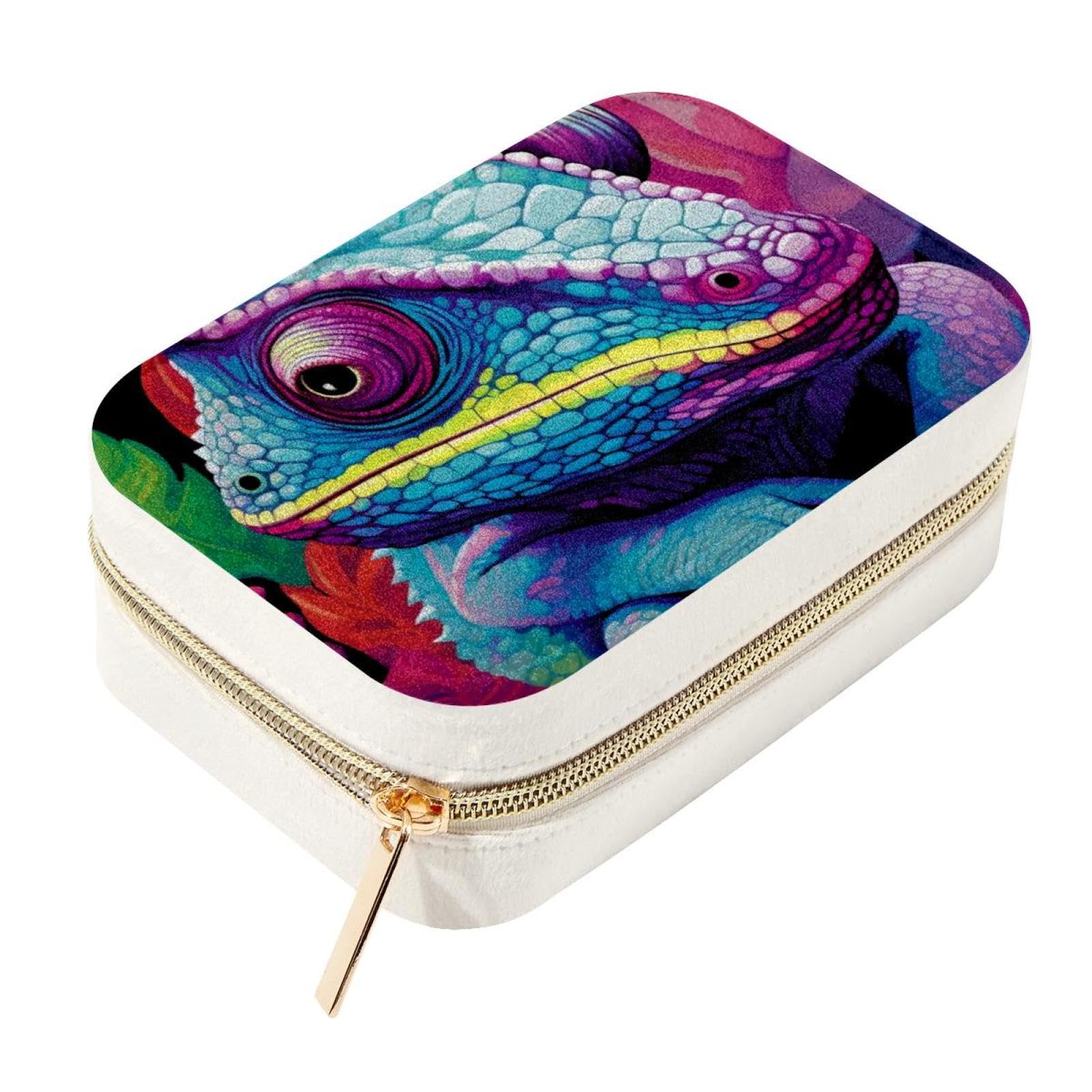 Boîte à bijoux de voyage portable avec support boucles d'oreilles et compartiment amovible