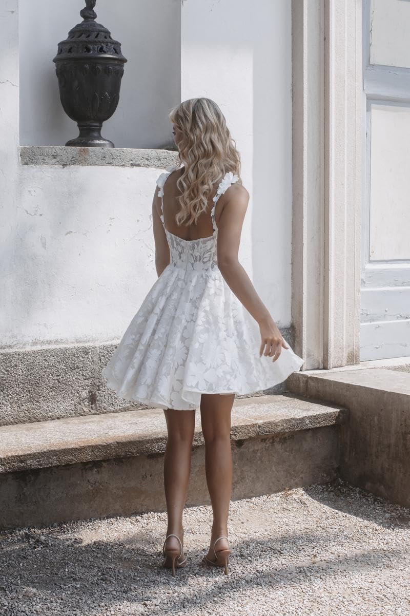 Zxruijing Women's Long Beach Wedding Dresses for Wedding 2025 Lace Applique Tulle Bridal Gowns HC013: Style6-white 0