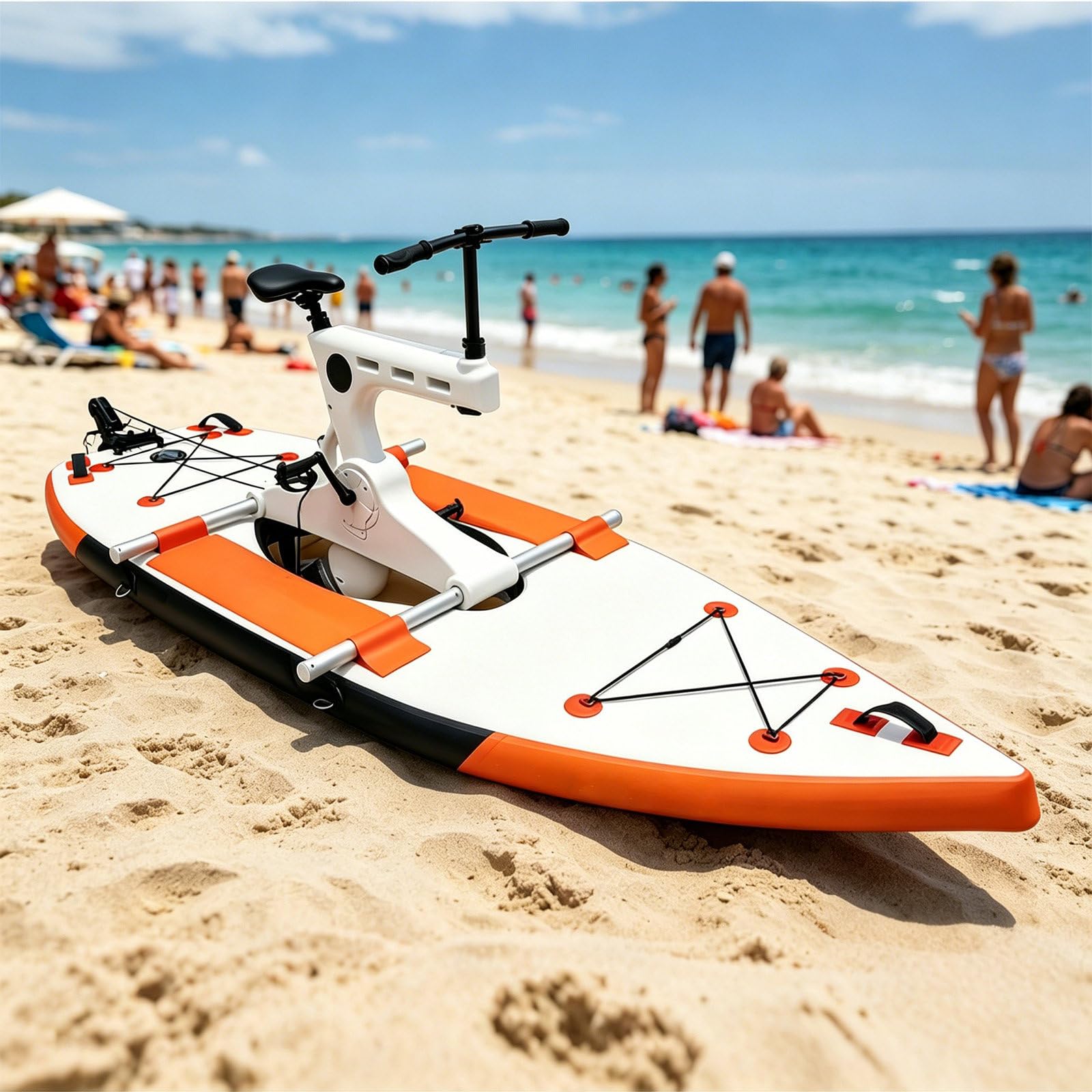 Inflatable Water Bike For Water Sports, Pedal Water Bicycle With Widened Pontoon For Enhanced Stability, Inflatable Pontoon Water Bicycle For Lakes Rivers Coastal Resorts Campgrounds (Orange )