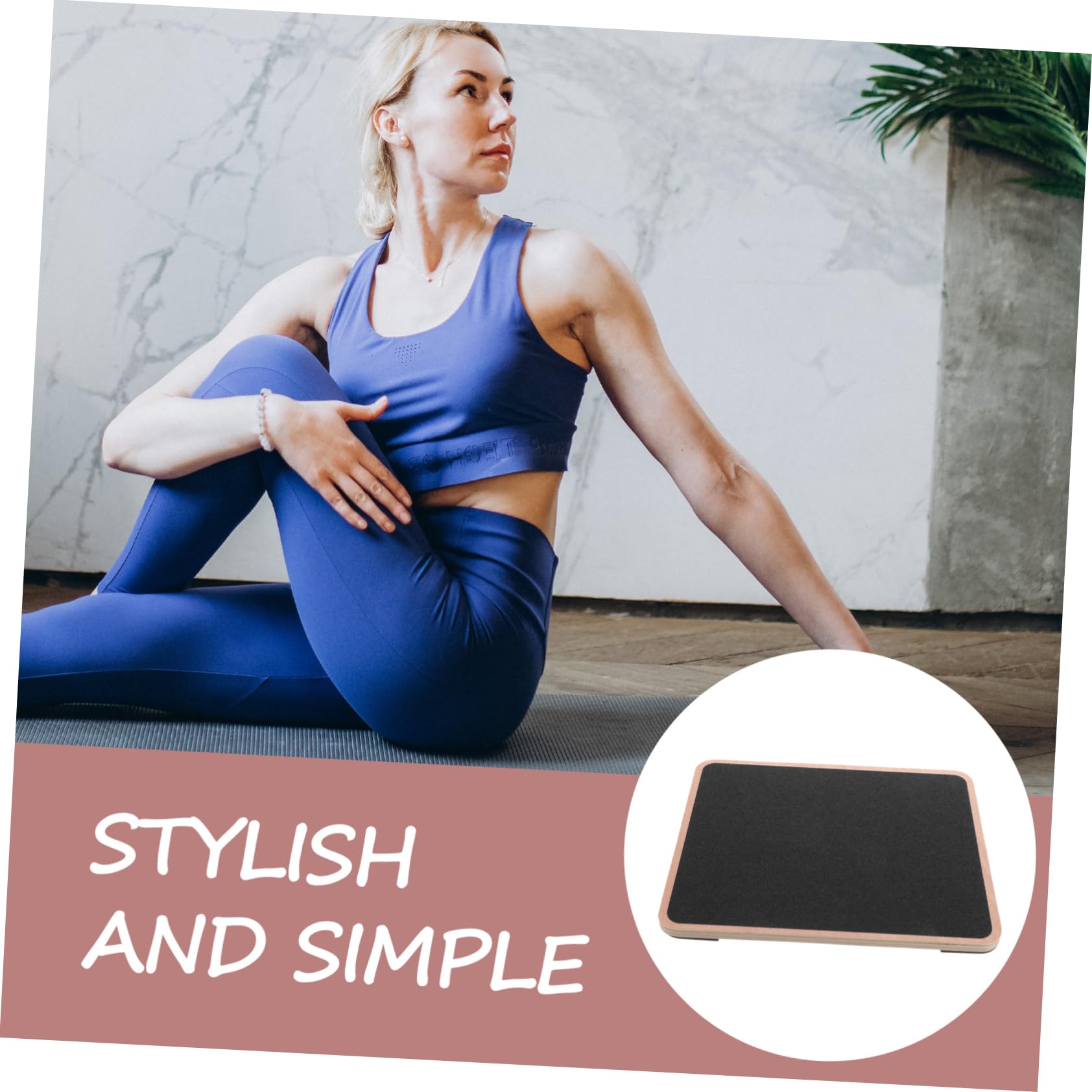 Happyyami Tavola in Legno Nera, Forma Quadrata, per Adulti, per Allenamento Fitness e Yoga, Stabilità e Supporto in Palestra
