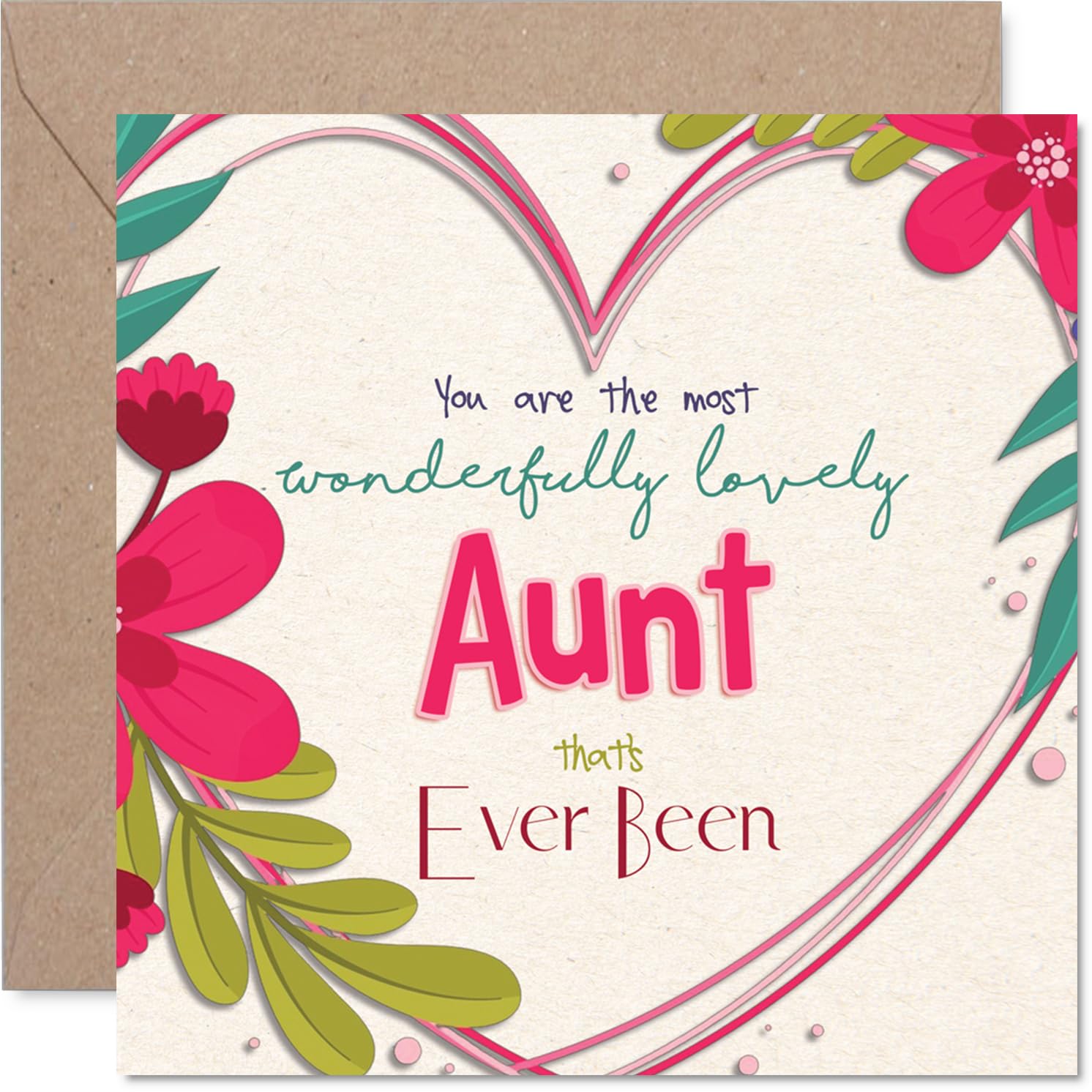 Aunt Birthday Card - The Most Wonderfully Lovely - Happy Birthday Card for Aunt from Nephew Niece, 145mm Colourful Floral Design Mother's Day Greeting Cards