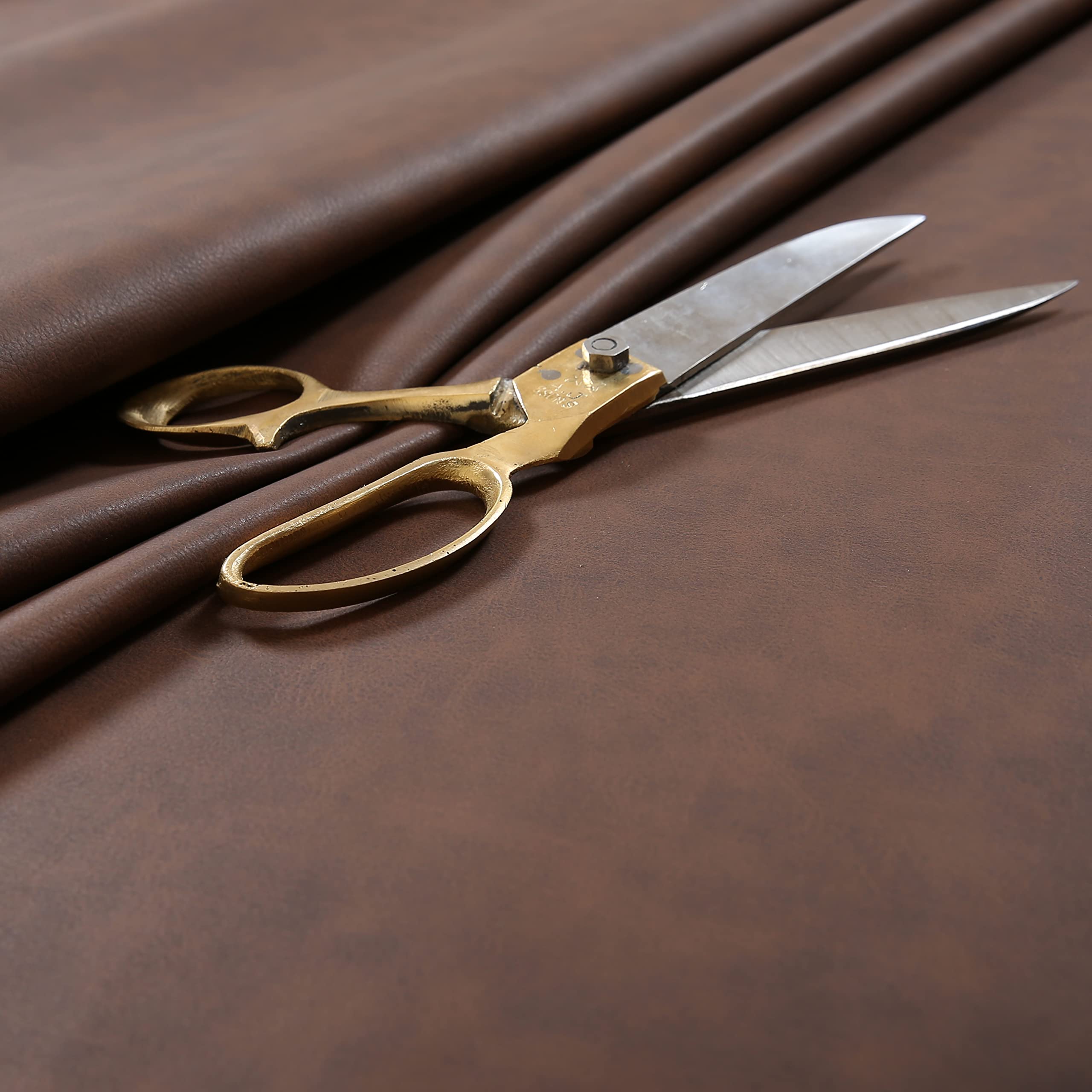Faux Leather Upholstery Fabric, Flame Retardant Aged Distressed Leather Soft Semi Suede, Chestnut Brown (Per Metre)