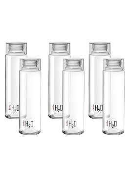 CELLO H2O Premium Edition Water Bottles Set of 6, 1000ml Each, Transparent | Food Grade, Air Tight & Leakproof Bottle For Kitchen | Reusable Set of Pet Fridge Bottles for Home, Office, Gym, Gifting - image, photos