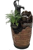 Glenville Cascading Water Fountain with Pump & Integrated Planter - Durable Polyresin Outdoor Freestanding Fountain