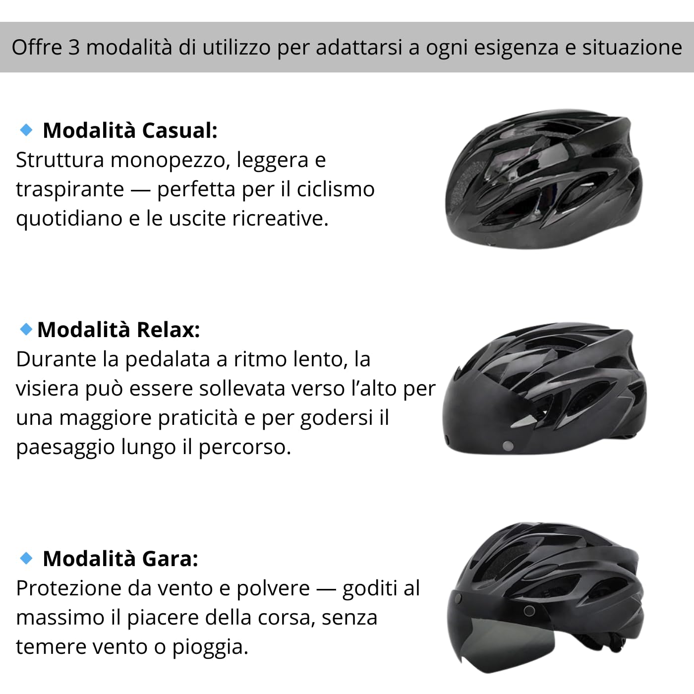 Casco Bici Uomo/Donna con Luce LED – Casco da Ciclismo con Visiera Magnetica Staccabile, Super Leggero e Traspirante – Ideale per MTB e Bici da Strada