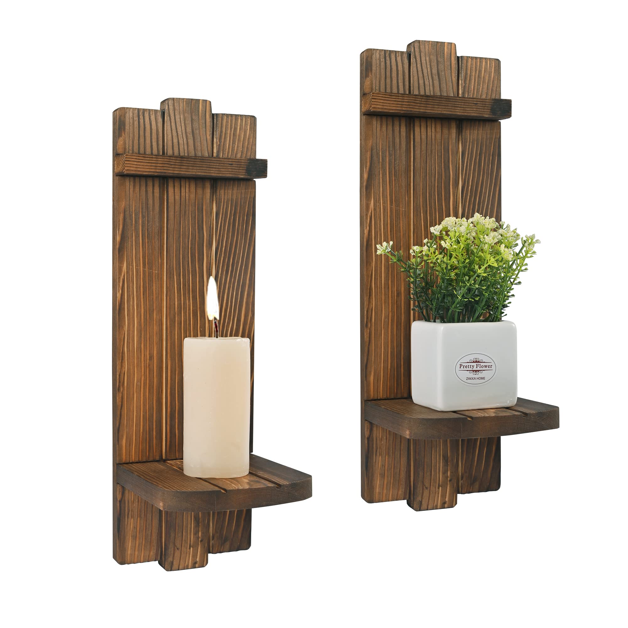 Yorkmills Lot de 2 Appliques de décoration Murale Rustique, bougeoir Rustique, décoration Murale Flottante en Bois pour Salon, Salle à Manger, Chambre à Coucher, Salle de Bain