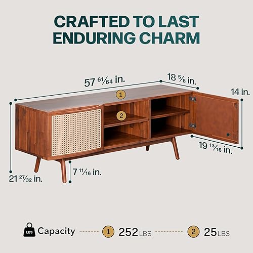 Miniatura 17 de Bme Oliver Mesita de noche de ratán de madera maciza, mesa auxiliar, totalmente montada, para dormitorio y sala de estar, estilo bohemio y de