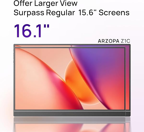 ARZOPA ARZOPA 16.1" Portable Monitor, 1920×1080 FHD IPS Portable Monitor for Laptop with Single-rod, Support HDMI/Type-C/USB-C, Eye Protection Gaming Screen for Laptop/PC/Mac/PS3/4/5/Xbox in use