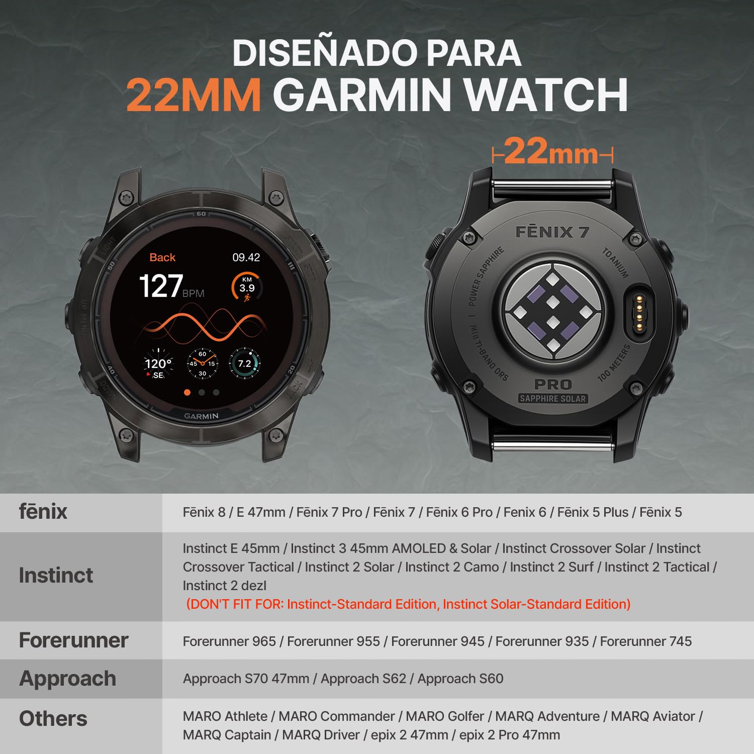 Bandletic 22mm Correa Compatible con Garmin Fenix 6 Pro/Fenix 7/Fenix 8 47mm/Fenix 6/Fenix 5, QuickFit Nylon Militar Sport Duradero Muñequera para Epix 2/Forerunner 945/965/955/Instinct 2