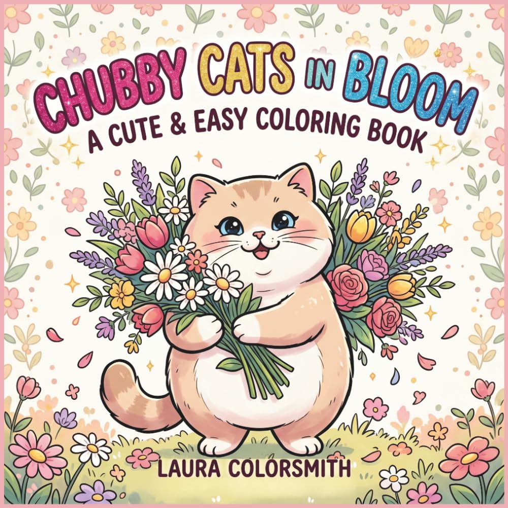 Chubby Cats in Bloom - A Cute & Easy Coloring Book: Cute Cats, Flowers & Butterflies – An Easy and Cozy Coloring Book for Relaxation and Creativity