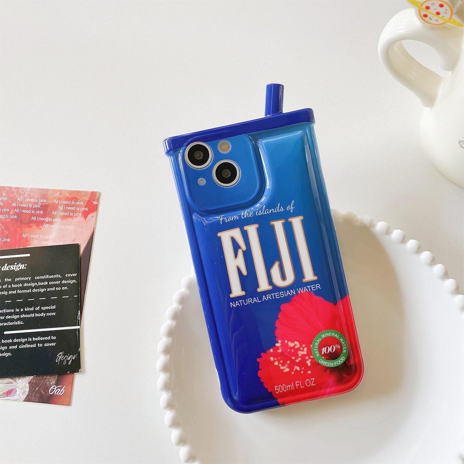 for iPhone 13 Case Cute Soft Shockproof 3D Cartoon Funny Unique Kawaii Milk Coffee Tea Cup Phone Protective Phone Cover for Women Girls (Blue Water) image 3