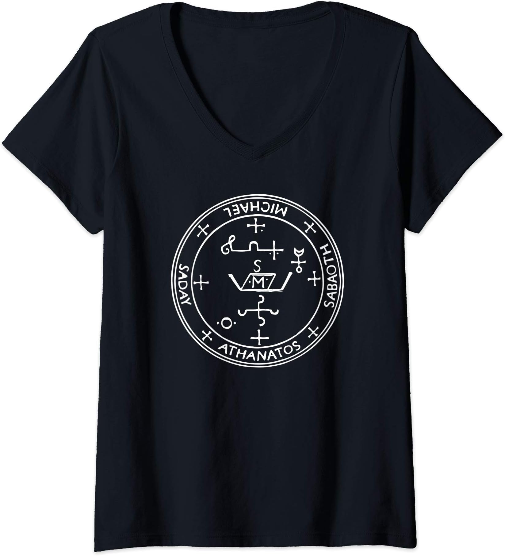 Signs and SymbolsWomens Holy Seal of Archangel Michael Sigil invoke Protection V-Neck T-Shirt