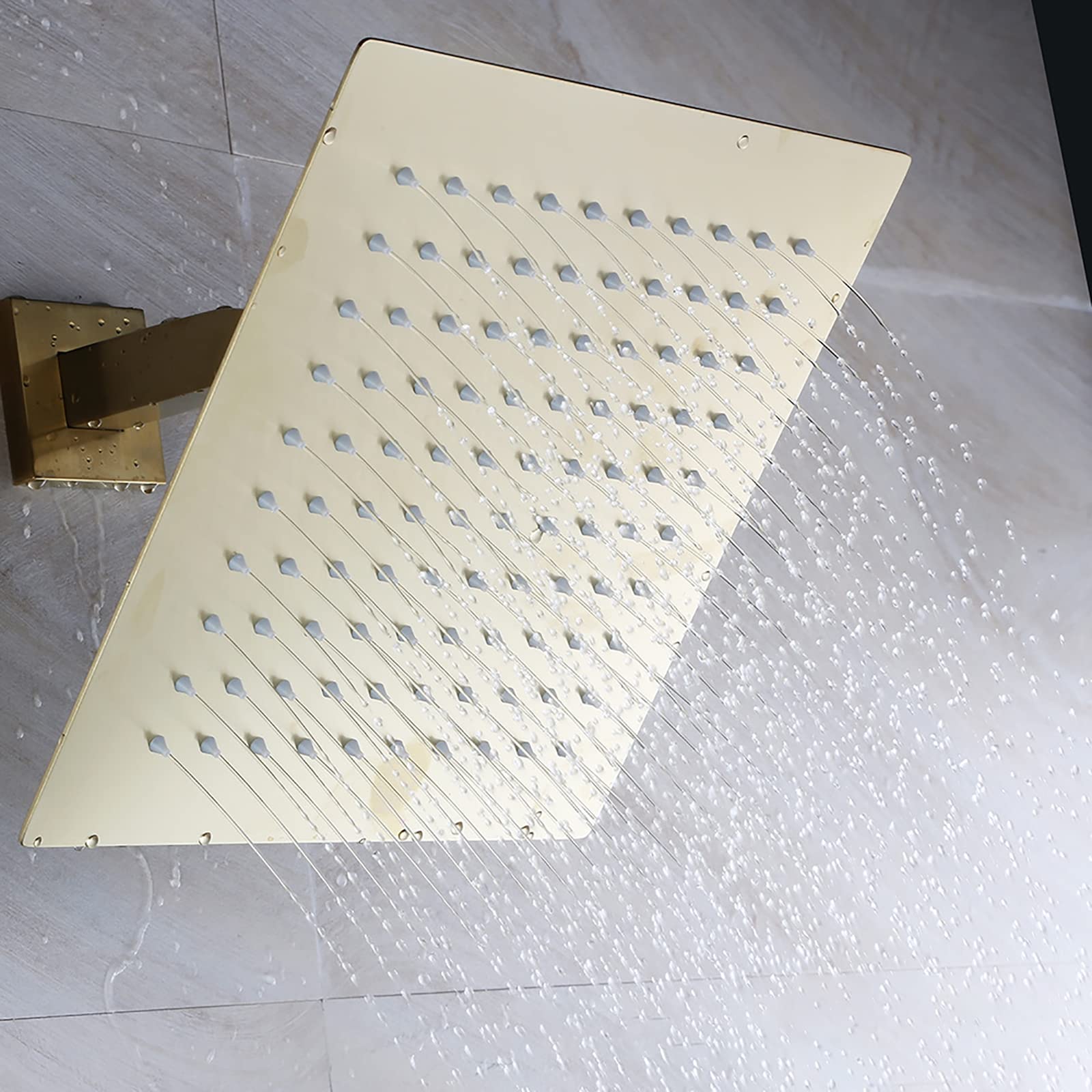 Duschsystem, Duschhahn-Set aus gebürstetem Gold, wandmontiertes Regendusche-Kombi-Set, Wannen- und Duschverkleidungsset mit einem Griff und 10-Zoll-Regenduschkopf, Duschs
