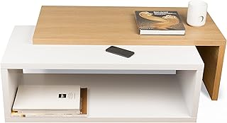 TemaHome, Jazz, Tavolino da Salotto, Bianco (Rovere/Bianco), 90 x 45 x 18 cm