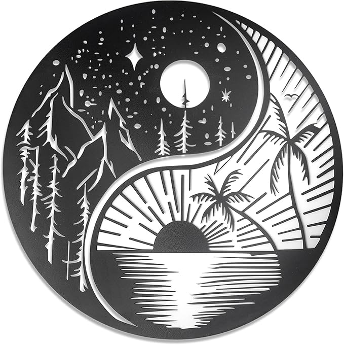 Moon Sun and Stars Wall Plaque Metal Tree Life Wall Art