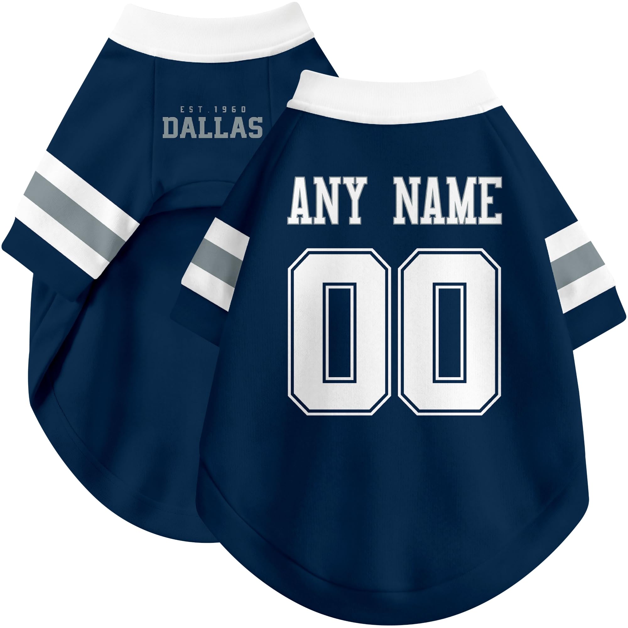 Dallas Dog Clothes Jersey Style Personalized Pet T Shirt with Custom Name Number for Small Medium Large Dogs - 2