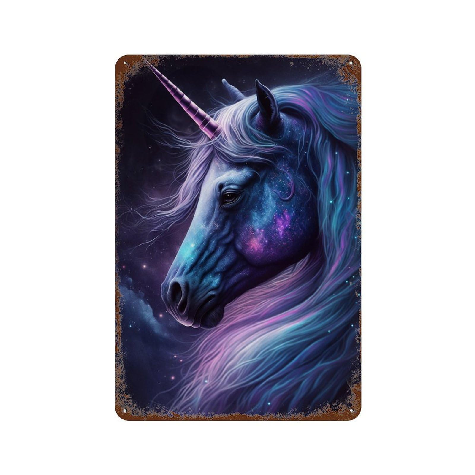 Galactic Unicorn Fantasy Art -6 Retro Metal Sign 11.8"x7.9", Farmhouse Wall Decor for Garage, Pub Or Kitchen