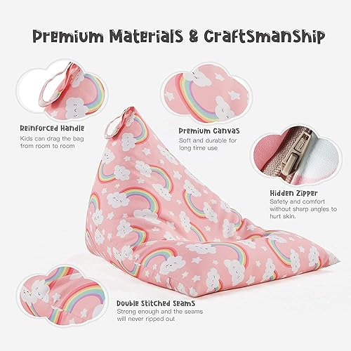 Miniatura 6 de Nobildonna Funda para puf de almacenamiento de animales de peluche para niños y adolescentes (sin relleno) 250 L, lavable, funda grande para puf