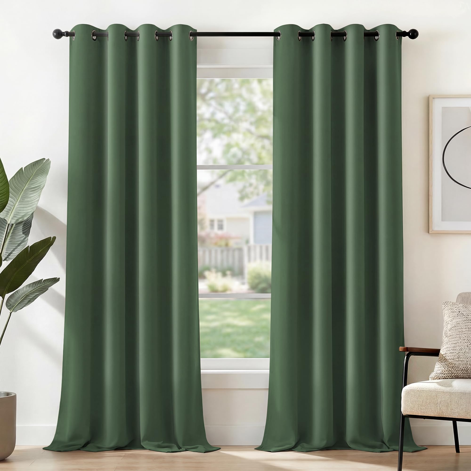 Deconovo Blue Blackout Curtains, Thermal Insulated Eyelet Curtains Pair, Energy Saving Room Darkening Panels for Bedroom & Living Room, W42 x L84 Inch, Pack of 2, Dark Mallard — image 1