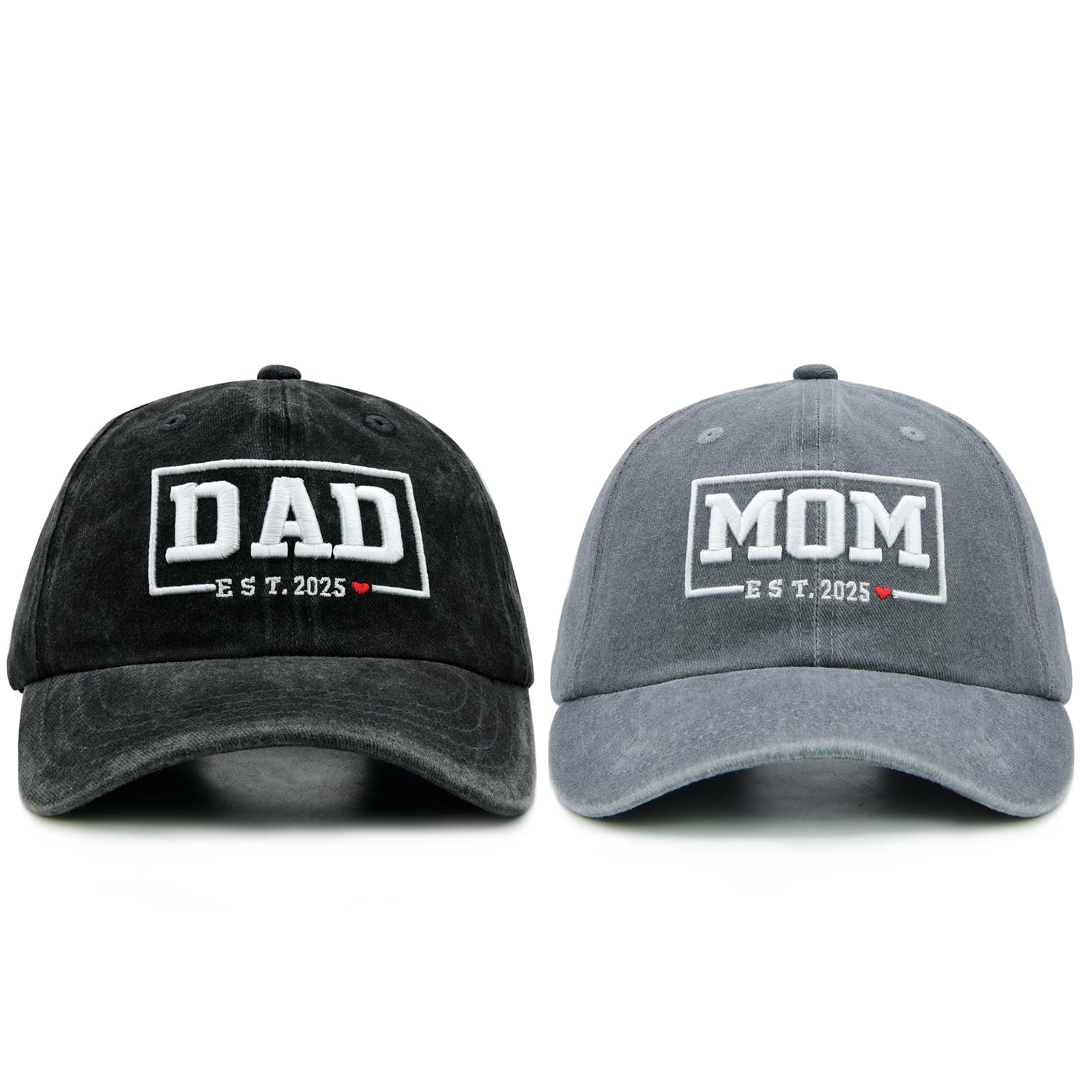 Wodeal Funny Mom and Dad Est 2025 Hats, Gifts for New Parents, New Mom and Dad Hats, 3D Embroidered Adjustable Baseball Cap