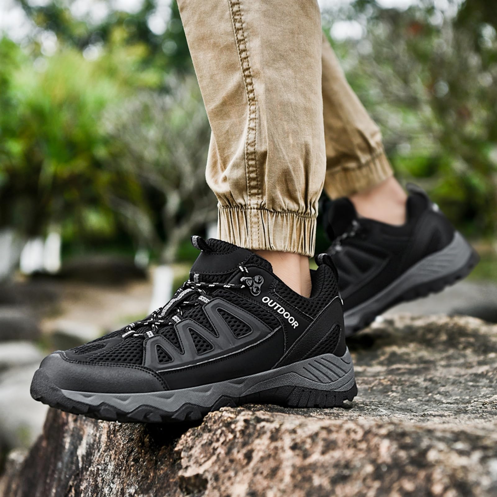 Lekkie męskie buty turystyczne oddychające buty trekkingowe | Niskie, ze wsparciem łuku stopy, antypoślizgowe, Sportowe w stylu casual, buty do chodzenia, na szlak i kemping