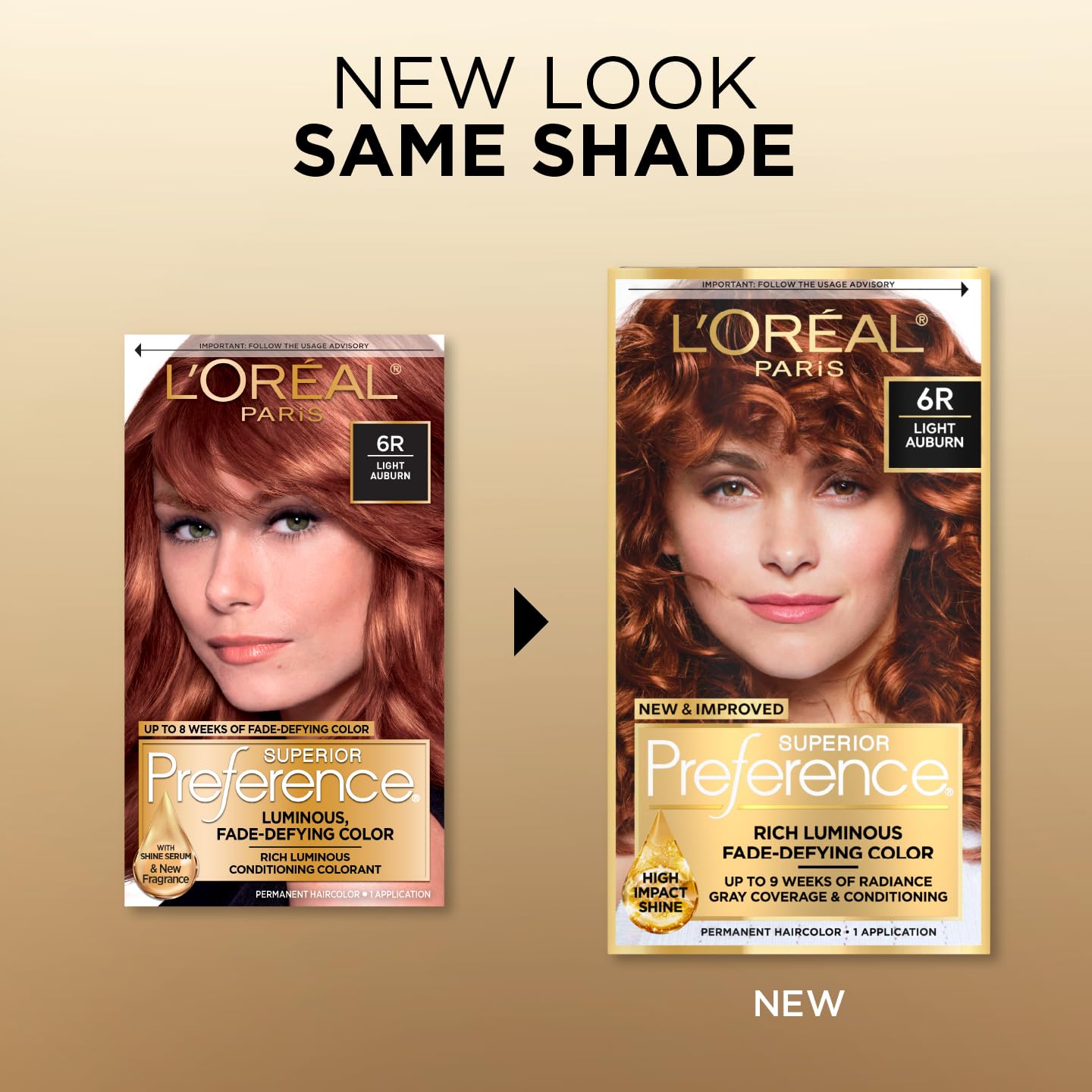 L'Oreal Paris Superior Preference Luminous Fade-Defying Permanent Hair Color, Hair Dye For Up to 9 Weeks of Radiance, Light Auburn 6R, 1 Hair Dye Kit (Pack of 2)