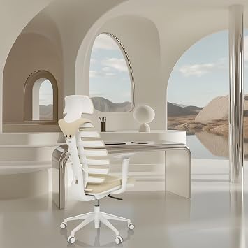 hjh OFFICE Ergo LINE W Professional Office Chair Swivel Chair with Ergonomically Shaped Backrest Including Lumbar Support Beige