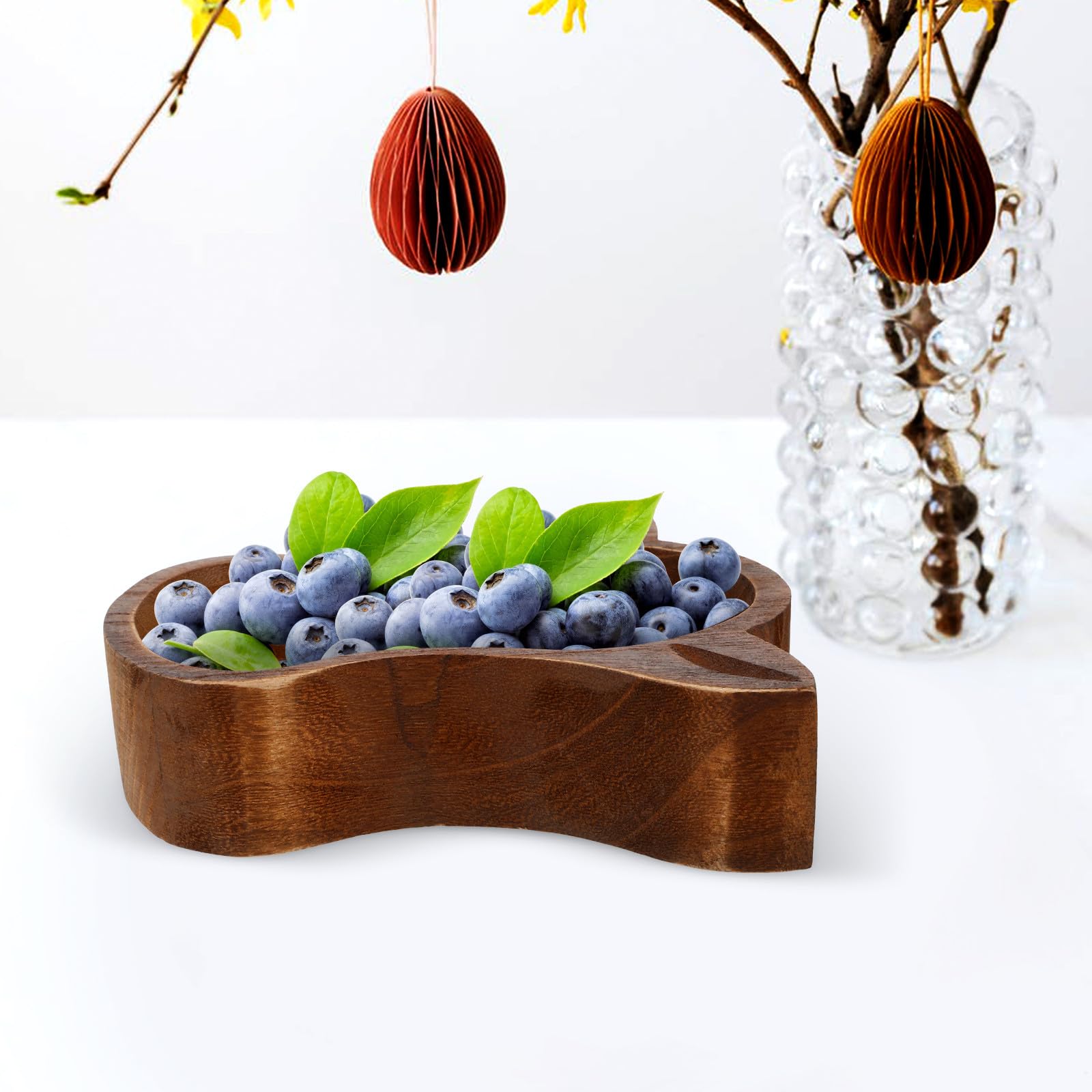 Ciotola in Legno a Forma di Resistente e Riutilizzabile e Vassoio da Tè per e Snack per Decorazione Casa
