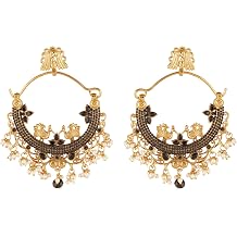 Jwellmart Fashion Bollywood Jewellery Gold Polish Bridal Wedding Stone Faux Pearl Jhumkas Chandbali Indian Earring For Women