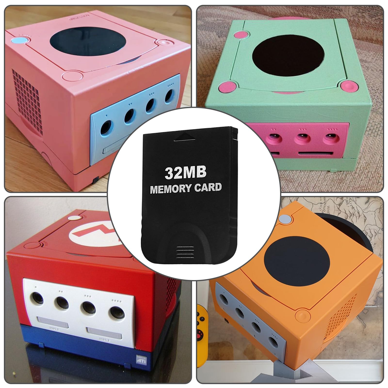 Tarjeta de memoria Gamecube de alta velocidad de 32 MB (507 bloques) compatible con Nintendo Gamecube y juegos de accesorios de consola Wii (negro)
