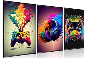 Vibrant Gaming Paradise: Complete Wall Art Set for Gamers