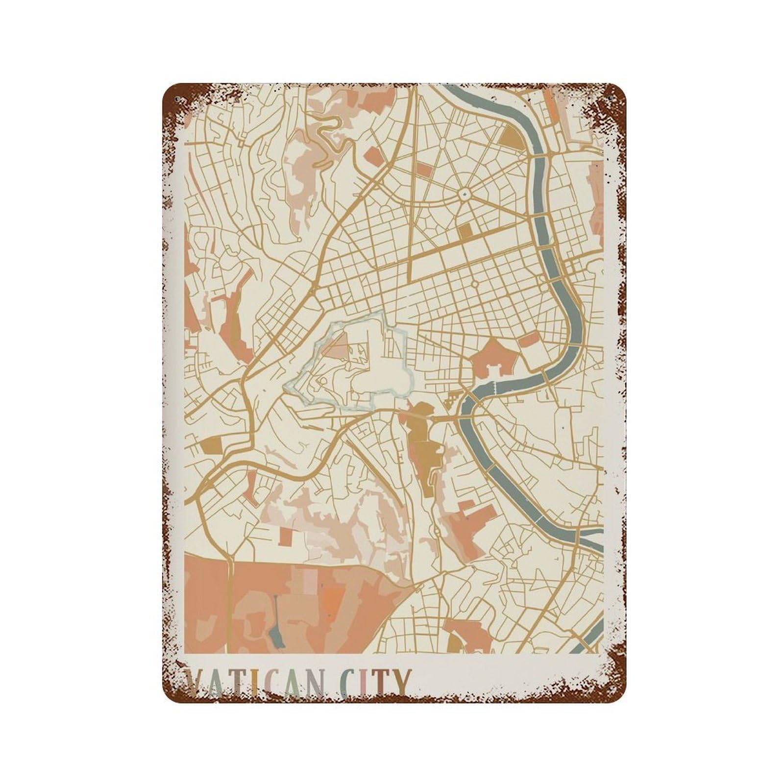 xiaoxiaoshen Vatican City Map Italy Travel Gift Boho Wall Decor Art Metal Tin Poster Modern Home Decor Art Home Bar Shop Decorations Vintage Sign 40x30cm