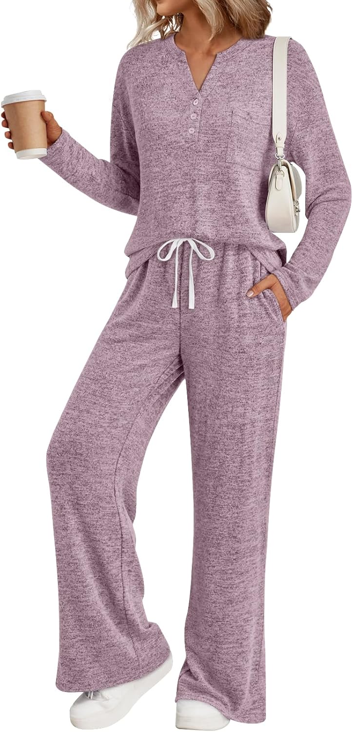 LILLUSORY Womens 2 Piece Lounge Sets Winter Outfits 2025 Sweatsuit Matching Pjs Airport Vacation Travel Fall Pajamas Fashion