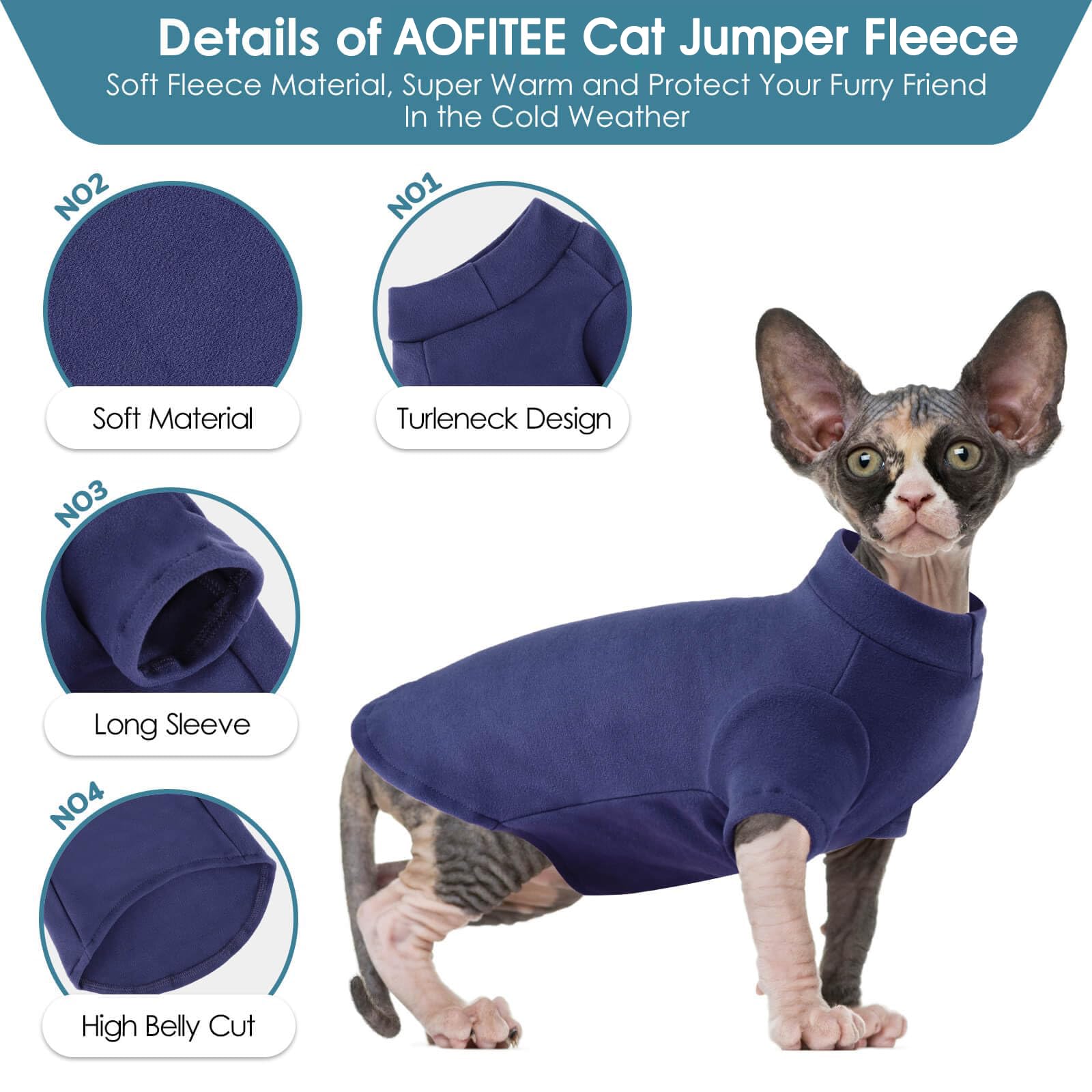 AOFITEE Turtleneck Jumper for Cats Soft Sphynx Cats Shirt Hairless Cat Jumpers with Sleeves - Image 2