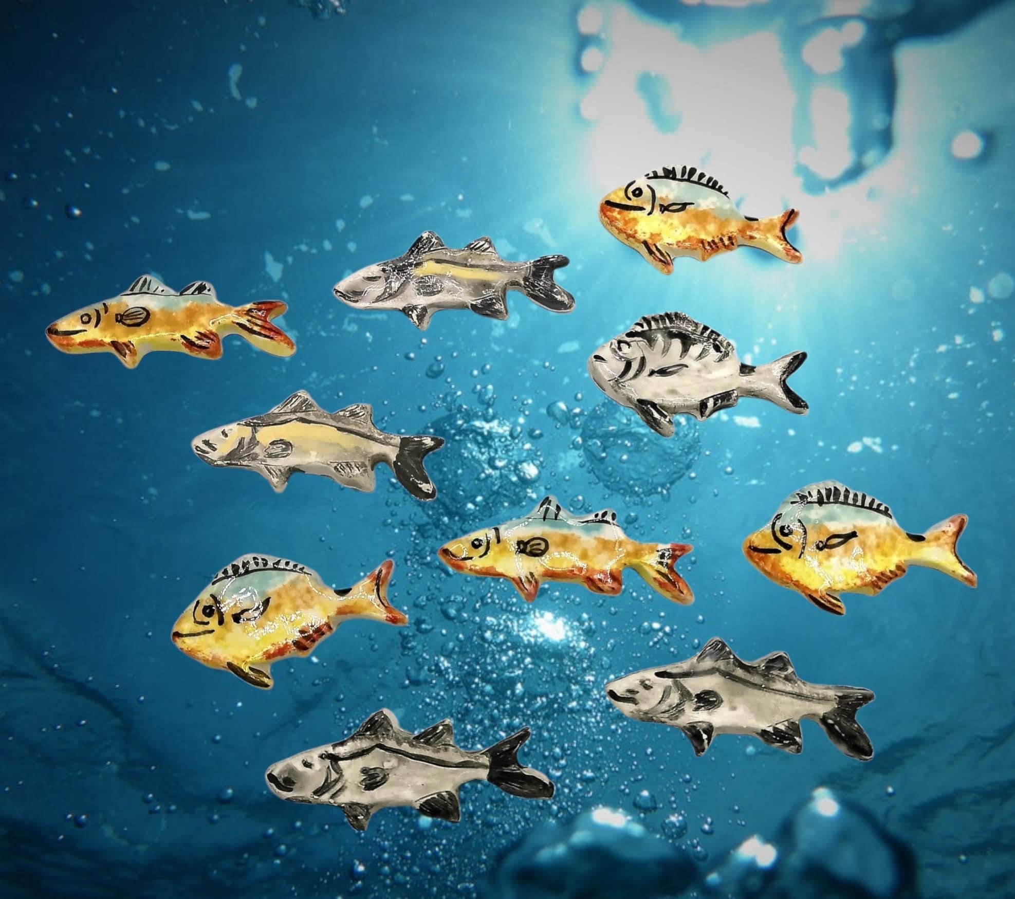 Amazon.com: Handmade Ceramic Fish Magnets For Fridge (Grey, Short