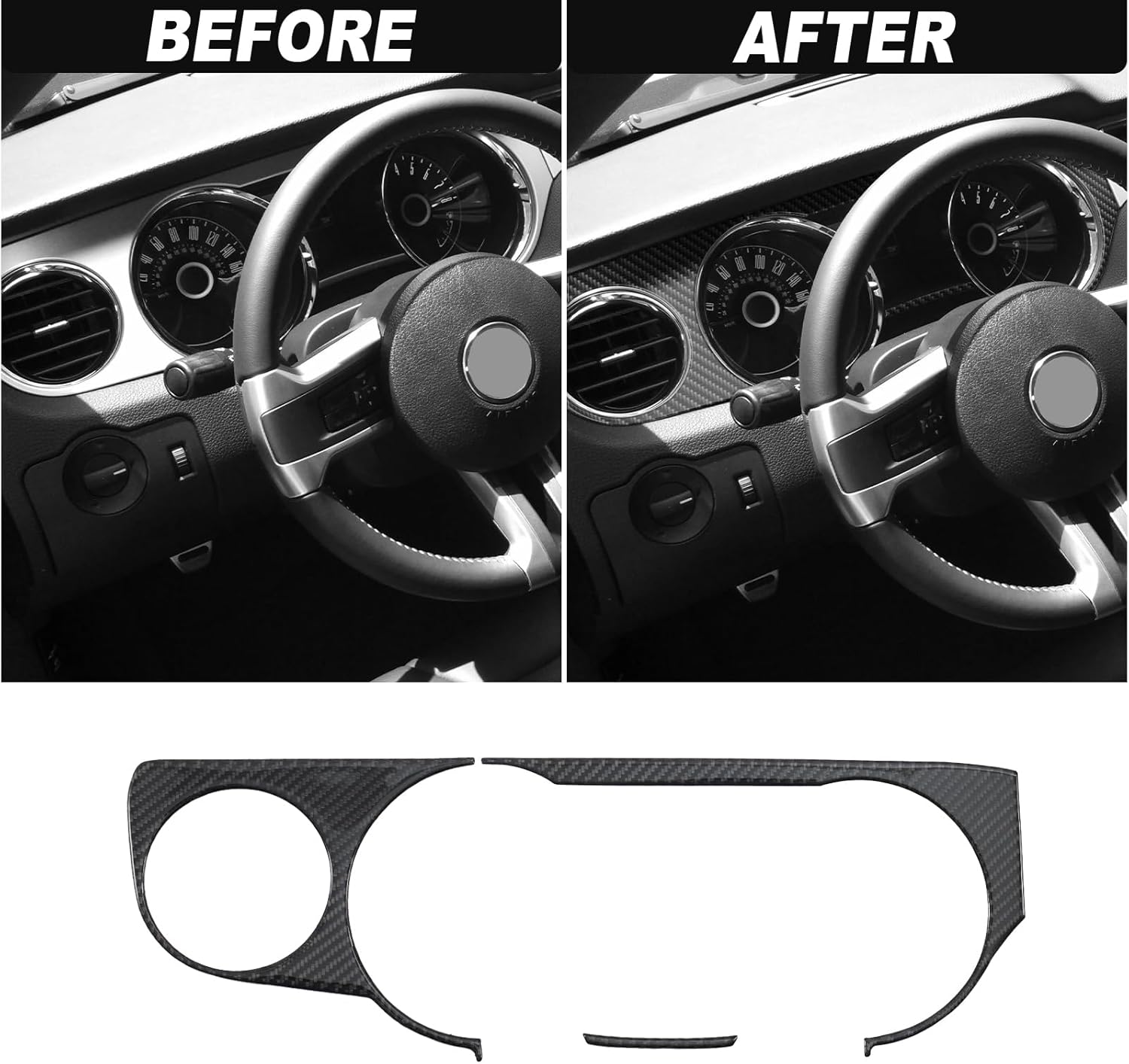 6PCS Real Carbon Fiber Dashboard Panel Trim AC Air Vent Trim Compatible with 2010-2014 5th Gen Ford Mustang, Interior Decal Sticker Accessories