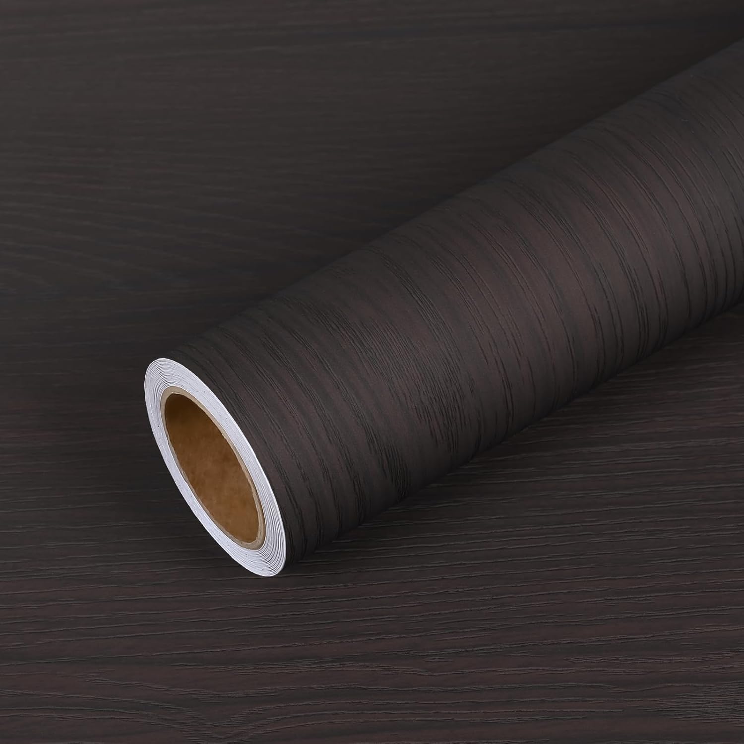 VEELIKE Large Size Wood Contact Paper Peel and Stick Thick Espresso Wood Grain Contact Paper for Countertops 32''x354'' Waterproof Self Adhesive Dark Wood Wallpaper for Cabinets Table Counter Top