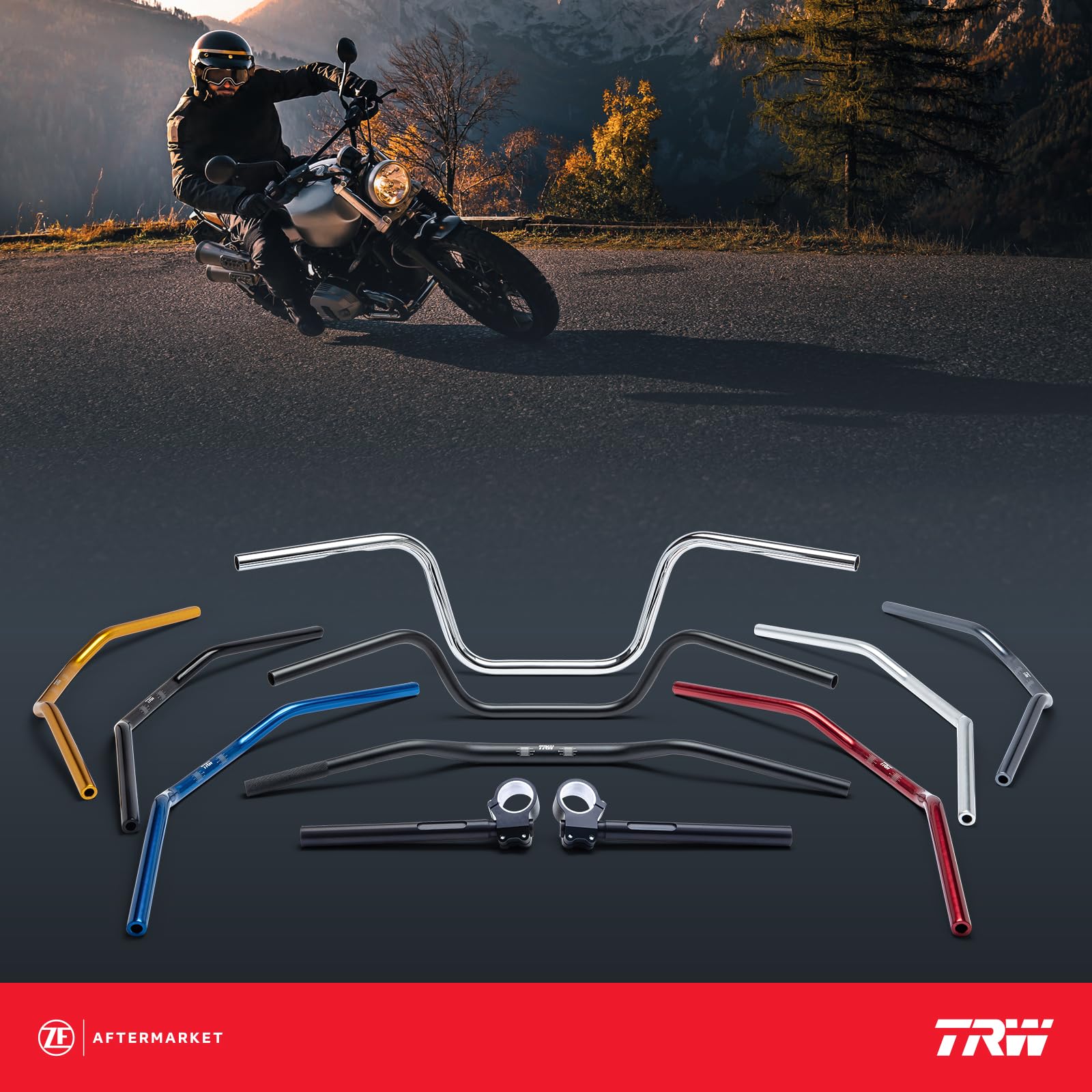 TRW Lucas MCL154T 22 mm aluminiowa kierownica Moto Cross, średnia wysokość, tytanowa