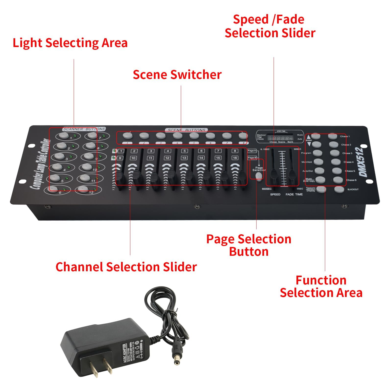 DMX192-Konsole, DMX-Lichtsteuerung, Steuerung der Beleuchtungsparameter/Realisierung der Szenenumschaltung/Steuerung mehrerer Geräte, verwendet für Hochzeit/Bühnenszene/Party/Konzert,DMX192