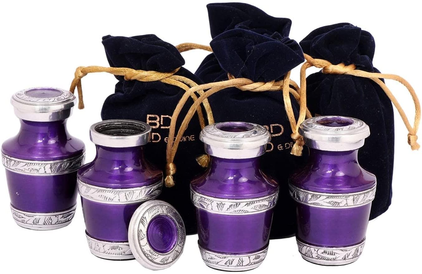 BOLD & DIVINE Silver Linings Purple Keepsake Urns Small Mini Urn