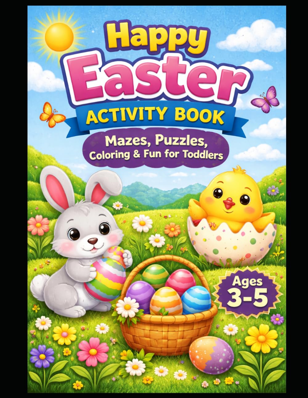 Happy Easter Activity Book for Kids Ages 3-5: Mazes, Coloring, Puzzles & fun Easter Activities for Toddlers