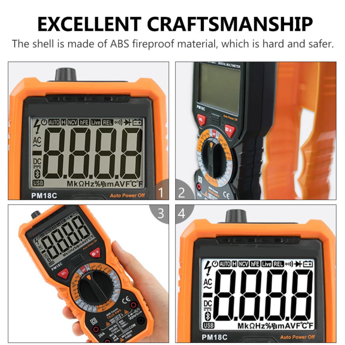 BESPORTBLE Hochpräzises Digitales Multimeter mit Lcd Display und Automatischem Messbereich Sicheres Handmessgerät aus Abs und Pvc für Präzise Strom und Spannungsmessungen im Haushalt