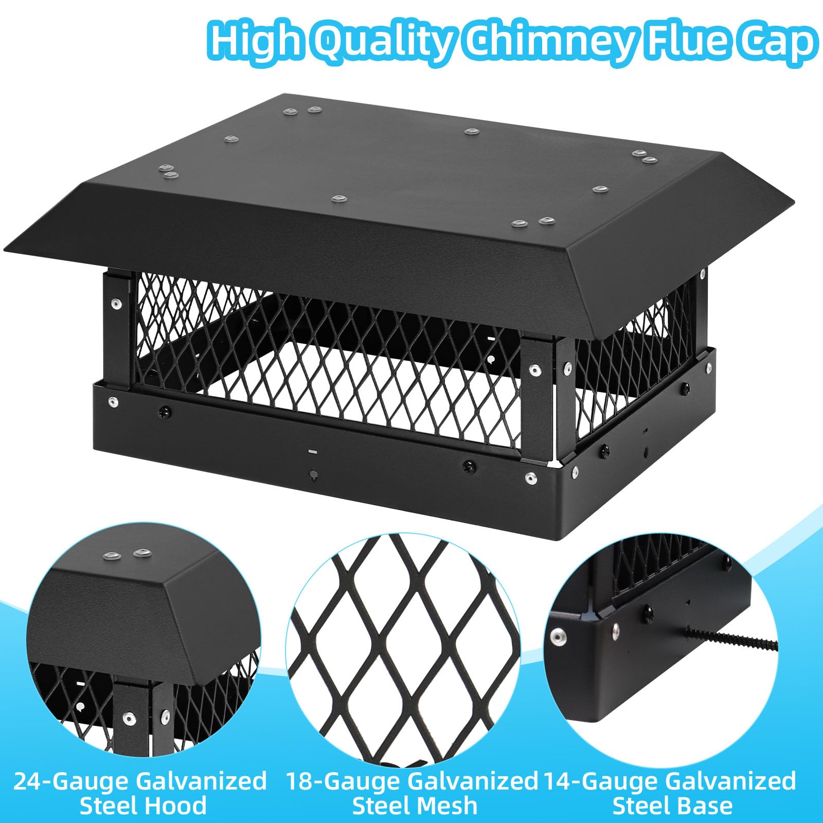 Tapa de chimenea para chimenea, tapas de chimenea para exteriores, 9 x 13 pulgadas, cubierta de chimenea para chimenea, tapa de lluvia, cubierta protectora superior de chimenea para chimenea, cubierta
