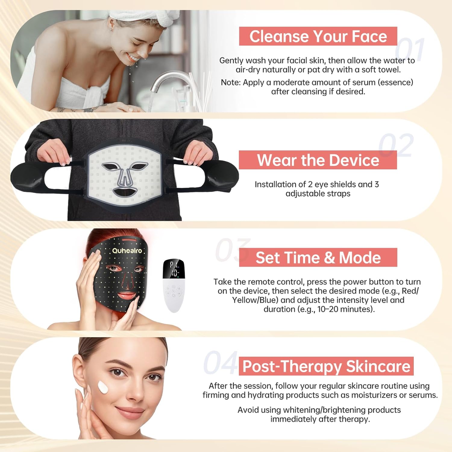 Red Light Therapy for Face, Near-lnfrared 850 LED Face Mask Light Therapy 3 Modes Portable Led Face Mask Light Therapy with Rechargeable Remote, Red Light Therapy Mask with Timing Function