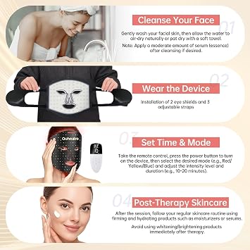 Red Light Therapy for Face, Near-lnfrared 850 LED Face Mask Light Therapy 3 Modes Portable Led Face Mask Light Therapy with Rechargeable Remote, Red Light Therapy Mask with Timing Function