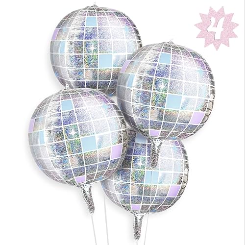 xo, Fetti Iridescent Disco Ball Foil Balloons - 4 pk,