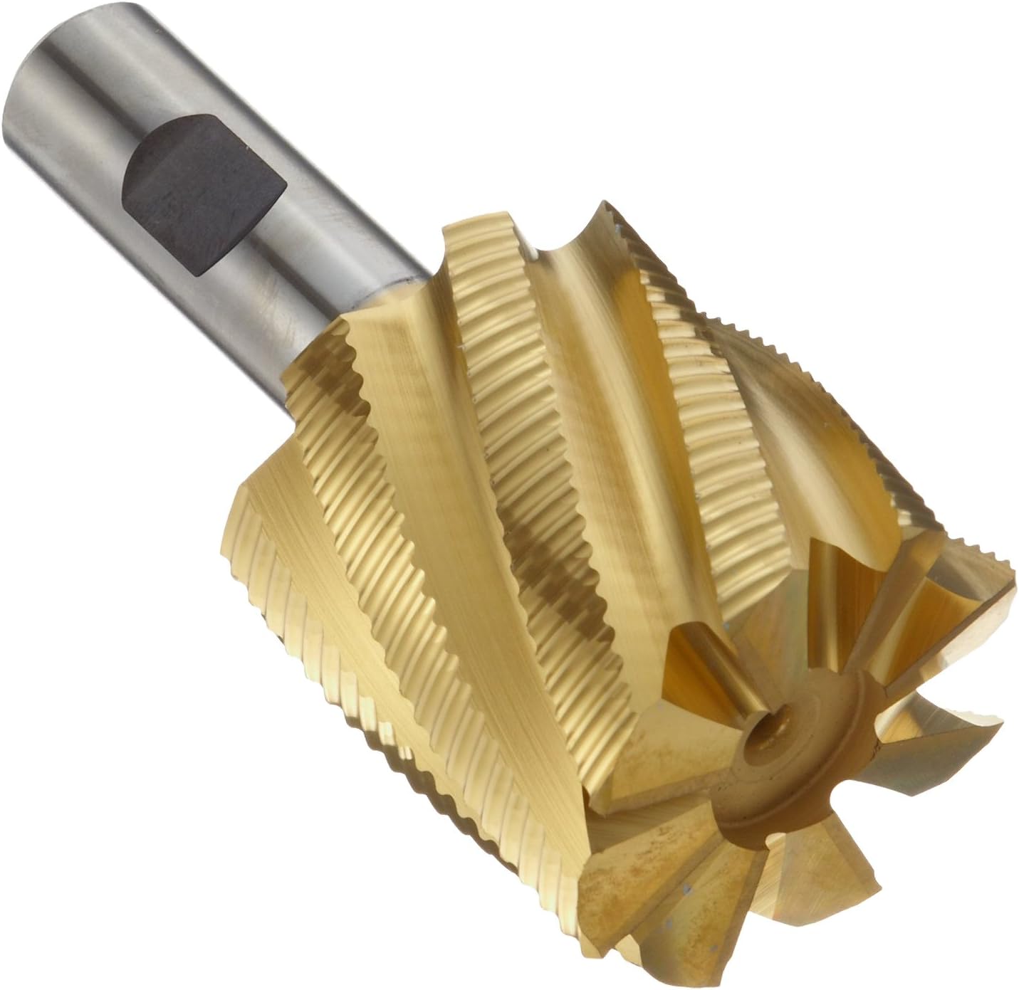 Niagara Cutter N44542 Cobalt Steel Square Nose End Mill, Weldon Shank, TiN Finish, Roughing Cutting, Non-Center, 30-Degree, 5-Flute, 4.5" Overall Length, 1.000" Cut Diameter, 1.000" Shank Diameter