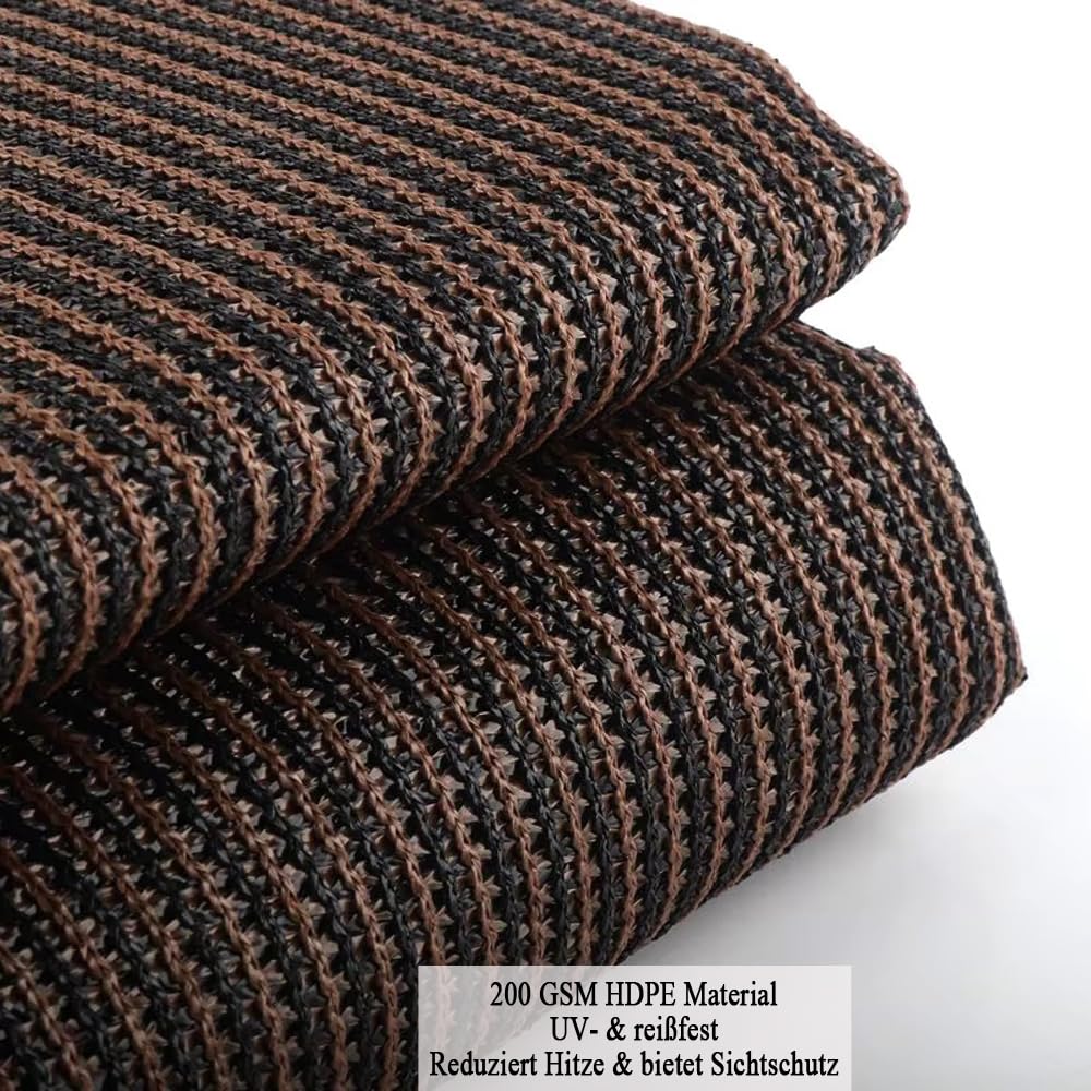 Malla de Sombreo 90% con Ojales, 2,4x4,5 m, Tejido HDPE 200 g/m², Malla de Ocultación Transpirable y Resistente a los UV, Red de Sombra para Jardín, Terraza, Pérgola y Porche, Marrón